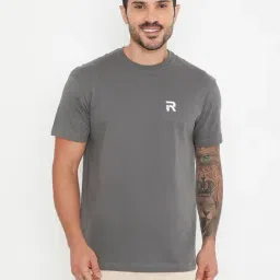 RIVOLTA Dark Grey Slim Fit Cotton Crew T-Shirt-picture-10