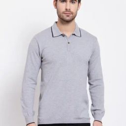 Kalt Men Full Sleeves Polo Collar Cotton T-Shirt-15