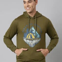 Dixcy Scott Originals Green Cotton Regular Fit Printed Hooded Sweatshirt-image-40