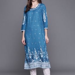 Biba Women Blue & White Ethnic Motifs Printed Assorted Kurta-image-58