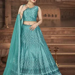 EthnicTree Printed Beads and Stones Ready to Wear Lehenga & Blouse With Dupatta-image-41