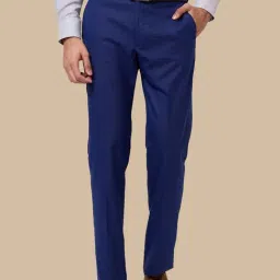 Park Avenue Blue Regular Fit Checks Trousers-image-52