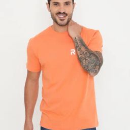 RIVOLTA Orange Slim Fit Cotton Crew T-Shirt-image-65