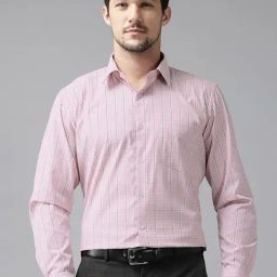 English Navy Pink Slim Fit Checks Shirts-image-13