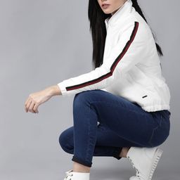 Roadster Women White Solid Padded Jacket-image-80