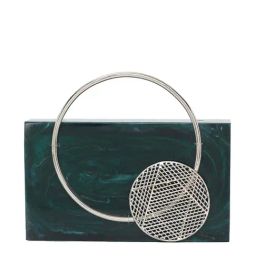 NR by Nidhi Rathi Green Solid Minaudiere Clutch-image-97