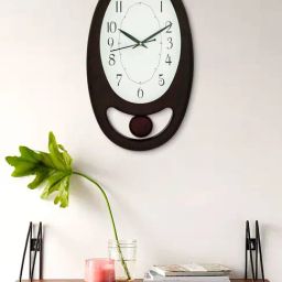 CHRONIKLE Oval Rosewood Brown Plastic Wall Clock-34