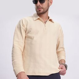 glitchez Smart Staple Textured Half Zipper Polo Sweatshirt-image-31