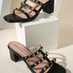 MOZAFIA Women Leather Block Heel Sandals-53