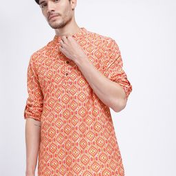 Anouk Rustic Geometric Print Roll Up Sleeves Kurta-picture-44