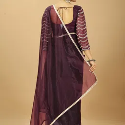 PATLANI STYLE Embroidered Border Net Saree With Sequence Blouse image 2