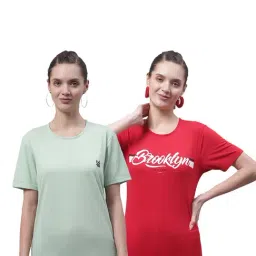 Vimal Jonney Mint & Red Cotton Graphic Print T-Shirt (Pack Of 2)-picture-27