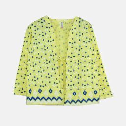 Kiddopanti Kids Yellow Printed Full Sleeves Shrug-38