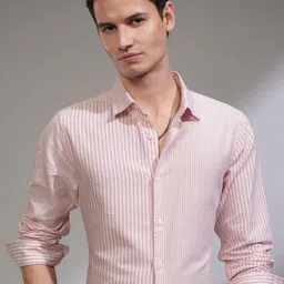 HIGHLANDER Men Slim Fit Opaque Striped Casual Shirt-picture-38