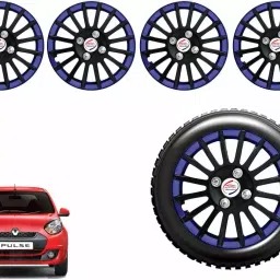 Auto Pearl CBB36 R14 35.56 cm (14 Inch) Press Type Wheel Hubcap with Retention Ring Glossy Black Blue Wheel Cover for Renault Pulse (Set of 4)-image-61