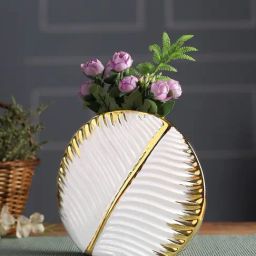 Tayhaa White & Gold Ceramic Vases-image-66