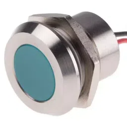 RS PRO Blue Panel Mount Indicator 220V AC, Mounting Hole Size 22 mm, Termination Type Lead Wires, IP Rating IP67, Model No 1232438-12