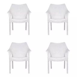 Supreme Cambridge Rattan Synthetic Resin Milky White With Arm Chair (Pack of 2)-image-22