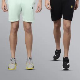 Vimal Jonney Pista Green & Black Regular Fit Lounge Shorts - Pack of 2-image-108