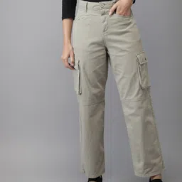 Moda Rapido Women Beige Solid Cargos-picture-37