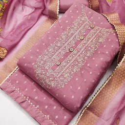 TAVAS Ethnic Motifs Embroidered Chanderi Silk Unstitched Dress Material-picture-41