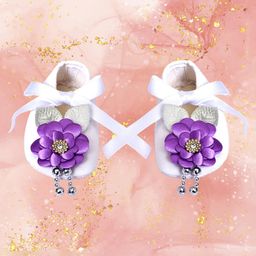 Coco Candy Stone Detailed Flower Applique Embellished Booties - White-image-73