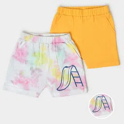 Mi Arcus  Cotton Tie & Dye & Solid Shorts Pack of 2 Yellow & Multi Color-picture-18