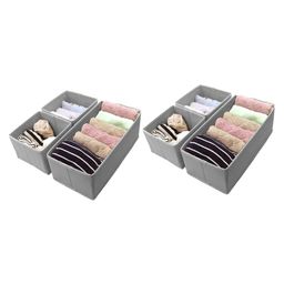 House of Quirk Storage Box Set of 3 Closet Dresser Drawer Organizer Cube Basket Bins Containers Divider with Drawers  Set 2 - Grey-image-27