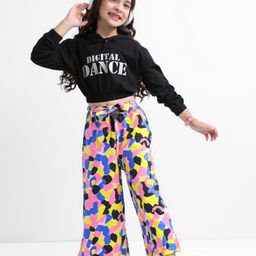 Ollington St. 100% Cotton Full Sleeves Winter Wear Hoodie Sweatshirt & Culottes HD Foil Print - Black & Multicolor-image-28