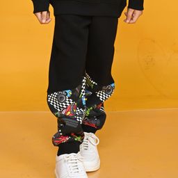 Anthrilo Racer Theme Jeep Printed Cut & Sew Fleece Jogger - Black-picture-23