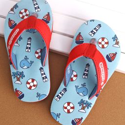 Cute Walk by Babyhug Slip On Flip Flop with Whale Print - Red & Blue-image-65