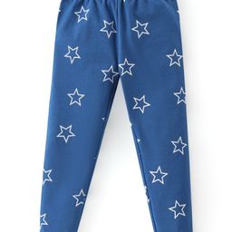 Babyhug Cotton Lycra Knit Full Length Legging Star Print - Navy Blue-image-33