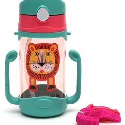 Adore JAFFA Lion Themed U Handle Straw Sipper with Adjustable Strap - Tied Ribbons Kid's Plastic Water Bottle BPA-Free 400ml Green-picture-11