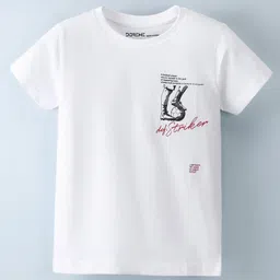 Doreme Single Jersey Knit Half Sleeves T-Shirt Text Print - White-picture-48