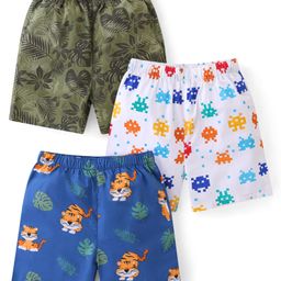 Babyhug Cotton Poplin Boxers Animal & Leaf Print Pack of 3 - Multicolour-image-107
