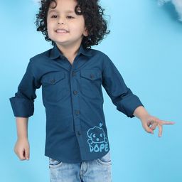 Polka Tots Full Sleeves Animal Printed Shirt - Blue-image-89