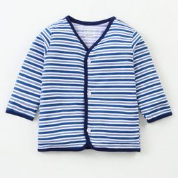 OHMS Single JerseyKnit Full Sleeves Front Open Vest with Stripes - Blue-image-9