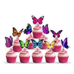Zyozi Butterfly Theme CupCake Topper Butterfly Birthday Cake Topper MultiColor (Pack of 10)-image-52