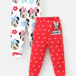 Babyhug Disney Cottton Knit Footed Diaper Leggings With Minnie Mouse Graphics Pack Of 2 - Red & White-picture-8