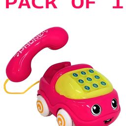 NEGOCIO Friction Powered Pull Along Musical Phone Car Toy for Kids, Electronic Music Multi-Functional Cell Phone Telephone Car Toy- PACK OF 1- COLOR MAY VARY-1