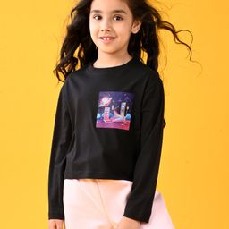 Anthrilo Full Sleeves Planet Printed Comfort Fit Top - Black-image-83