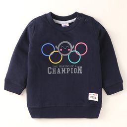 Zero Cotton Knit Full Sleeves Text Printed T-Shirt - Navy Blue-picture-15