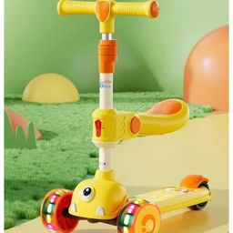 Little Olive Double Deck Scooter with LED Lights Adjustable Handlebar & Lean-to-Steer Technology- Yellow-2