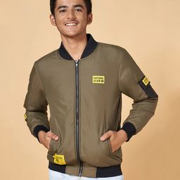 Coolsters by Pantaloons Full Sleeves Future Club Text Printed Jacket - Olive Green-image-51