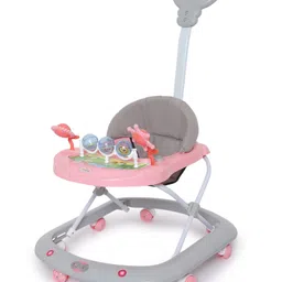 Funride Baby Walker with Parent Handle Rod Foldable Activity Walker with Adjustable Height & Parent Handle Rod- Pink Grey-picture-46