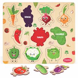 Aditi Toys Wooden Vegetable Puzzle With Picture Educational Vegetable Board for Kids 10 Different Vegetables with Funny Faces Montessori Learning Puzzle for Toddlers & Preschoolers, Nursery & Kindergarten Age Above 2+ Years-19