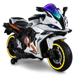 Babyhug CBR Rechargeable EV Battery Operated Ride On Bike with Music & LED Lights - White & Orange-image-51