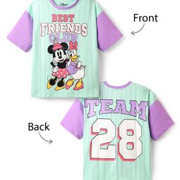 Pine Kids Disney Single Jersey Knit Oversize Drop Shoulder Half Sleeves T-Shirt With Front And Back Minnie Mouse Graphics - Aqua Blue-image-102