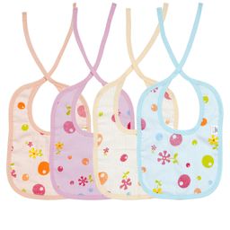 Cute Landings 3 Layer Muslin Cotton Bibs for Baby Feeding Apron Super Absorbent Pack of 4- Multicolor-23