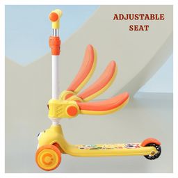 Little Olive Double Deck Scooter with LED Lights Adjustable Handlebar & Lean-to-Steer Technology- Yellow image 2